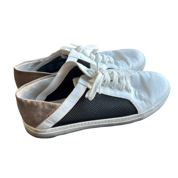Vince Anette Alabaster Colorblock Mesh Side Sneakers in White/Black/Tan Size 9 - Picture 7 of 11